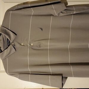 Men's Gray & White Striped Nautica Short Sleeved Shirt, Size XL